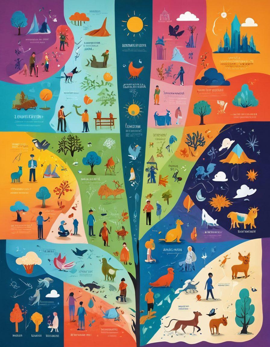 A colorful map representing the 16 MBTI personality types, each section illustrated with symbolic imagery reflecting distinct traits, like creativity, logic, and empathy. A diverse group of people is depicted at various points on the map, exploring their own paths while connecting with others. Bright, inviting colors create an uplifting atmosphere, embodying emotional well-being and self-discovery. whimsical illustration. vibrant colors. 3D elements.